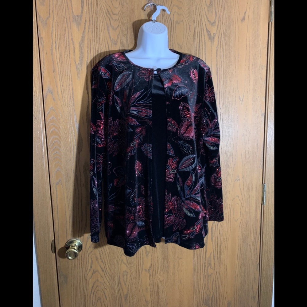 Notations size 1X holiday velvet sparkly top blouse